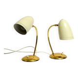 Pair of beautiful German Mid Century Modern brass table lamps with metal sh
