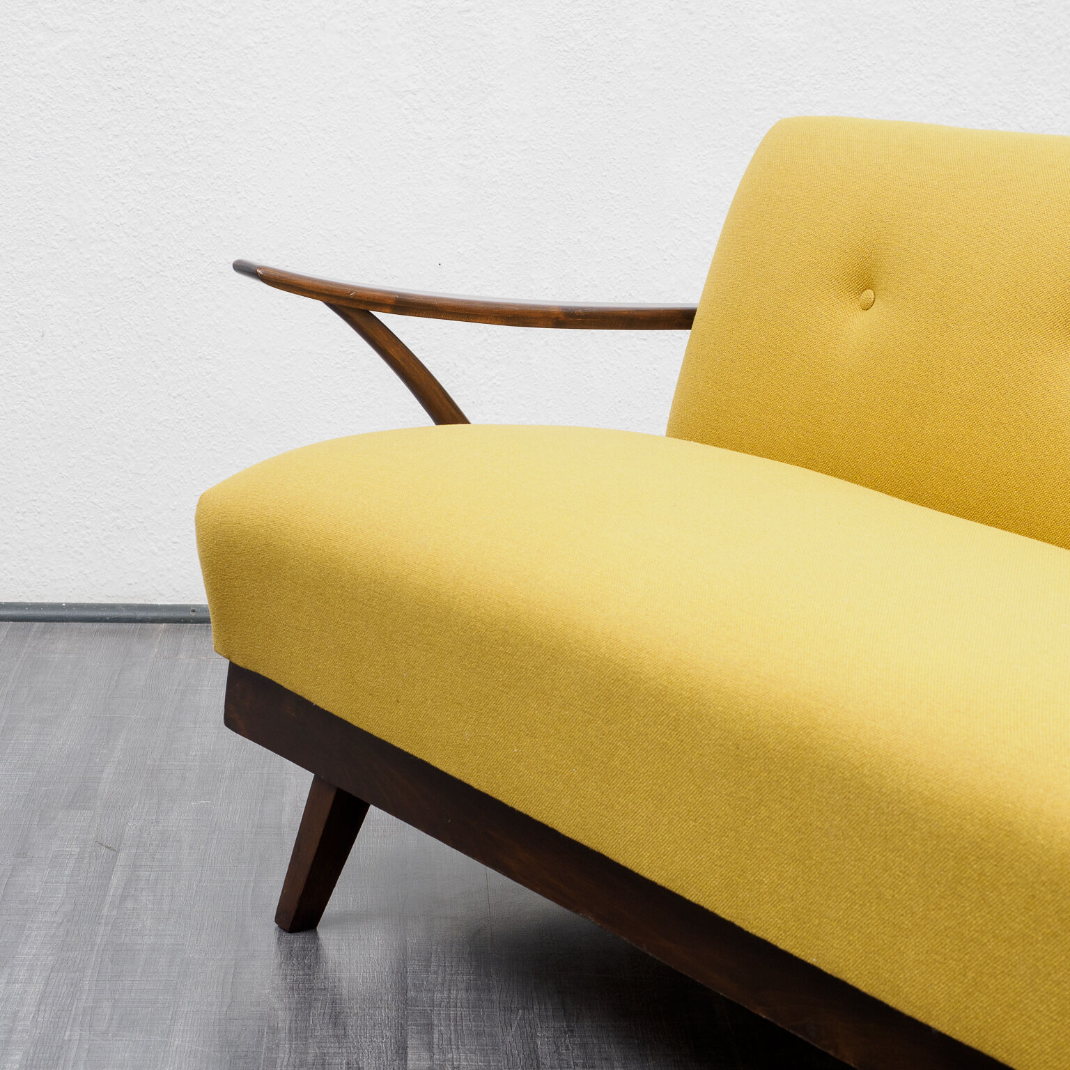 50s convertible sofa, refurbished, yellow