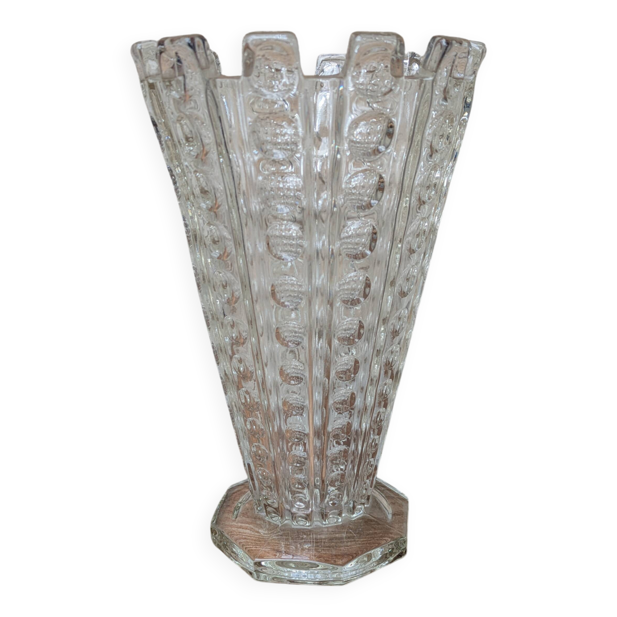 Antique pressed glass vase art deco style sklo union