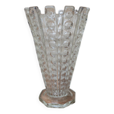 Ancien vase en verre pressé style art deco sklo union