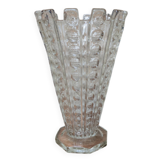Antique pressed glass vase art deco style sklo union