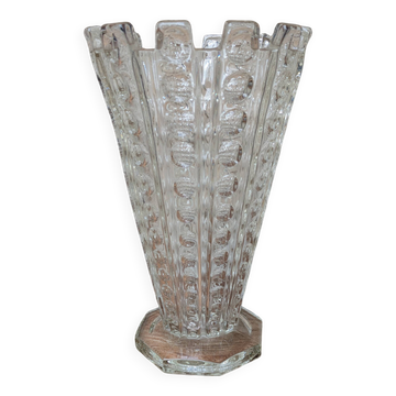 Ancien vase en verre pressé style art deco sklo union