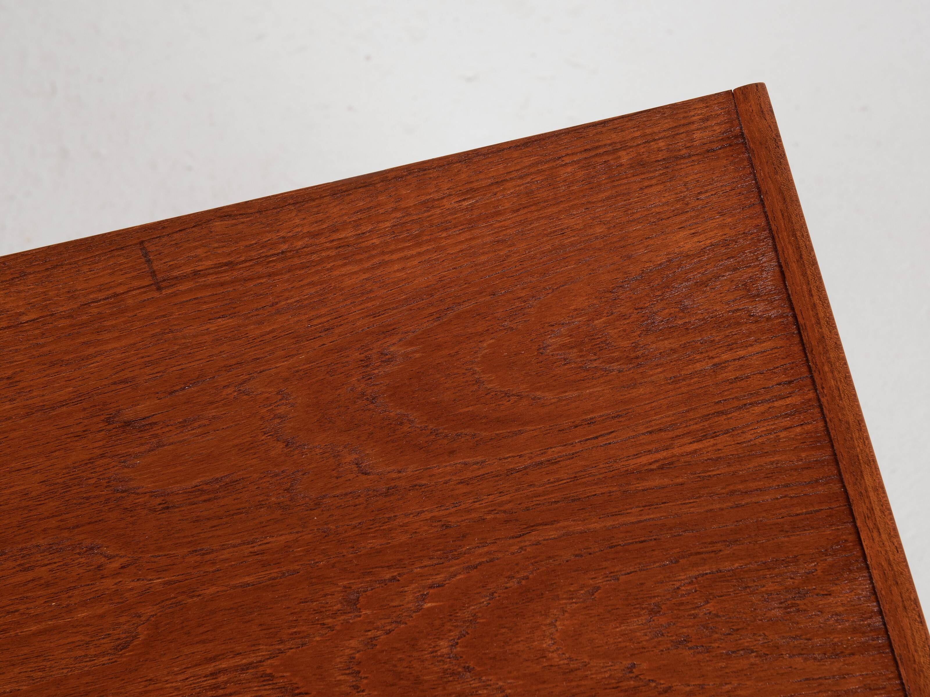 Commode danoise vintage à 6 tiroirs en teck 1960 - longue poignée de tiroir avec 2 poignées