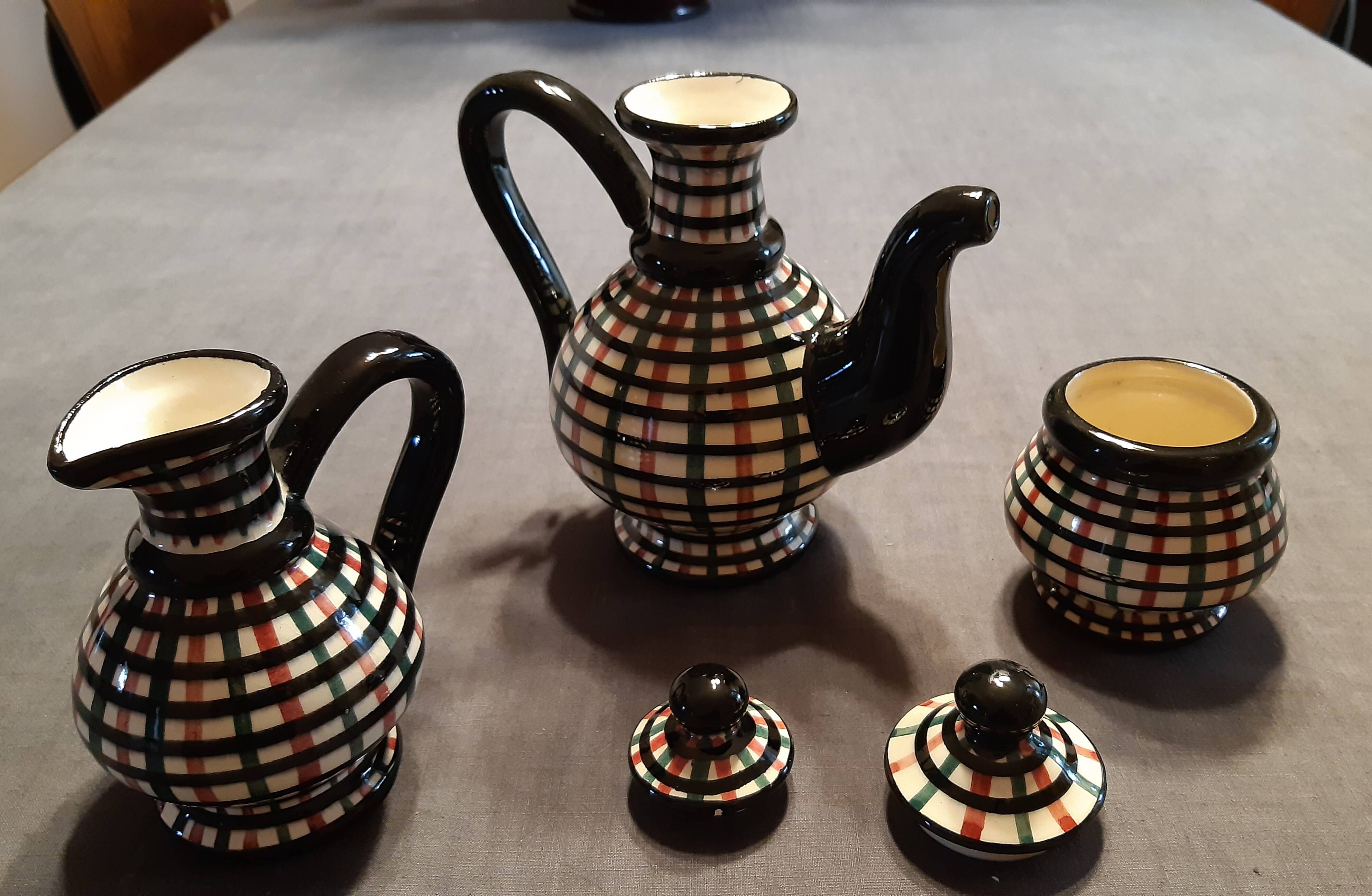 Vintage tea set, Vallauris ceramics, FASE workshop