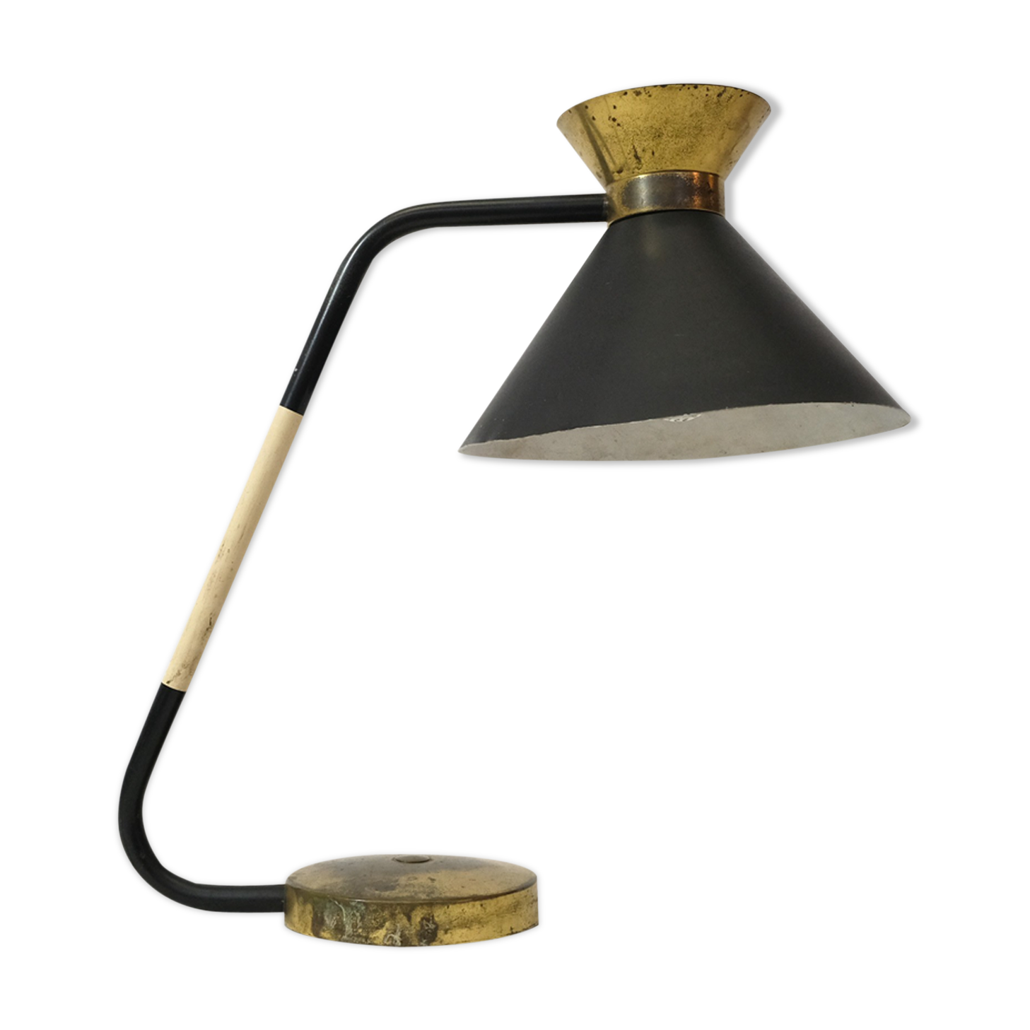 Black and gold diabolo desk lamp, Jumo, 1950/1960