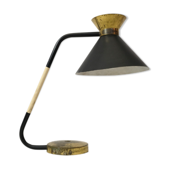 Black and gold diabolo desk lamp, Jumo, 1950/1960