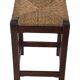 Vintage rattan stool with oak, 60s wabi sabi design, minimalist