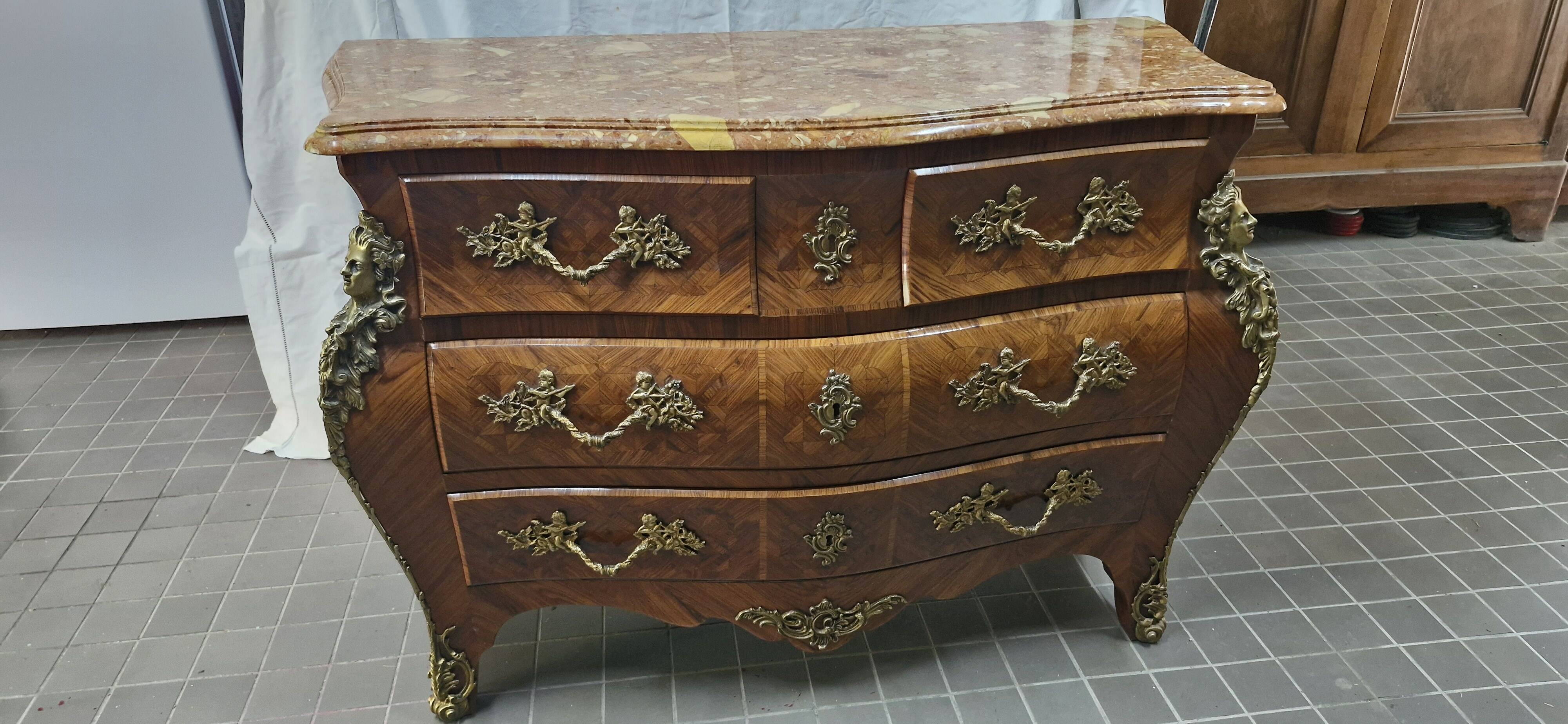 Louis XV style curved chest of drawers