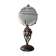 Lampe fer forgé  boule bleu en opaline clichy moucheté de blanc 35x14
