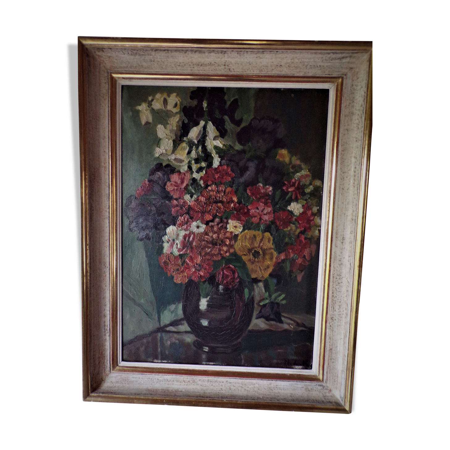Huile sur panneau nature morte