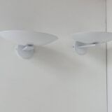 Pair of vintage wall lights, white lacquered metal, France 1970