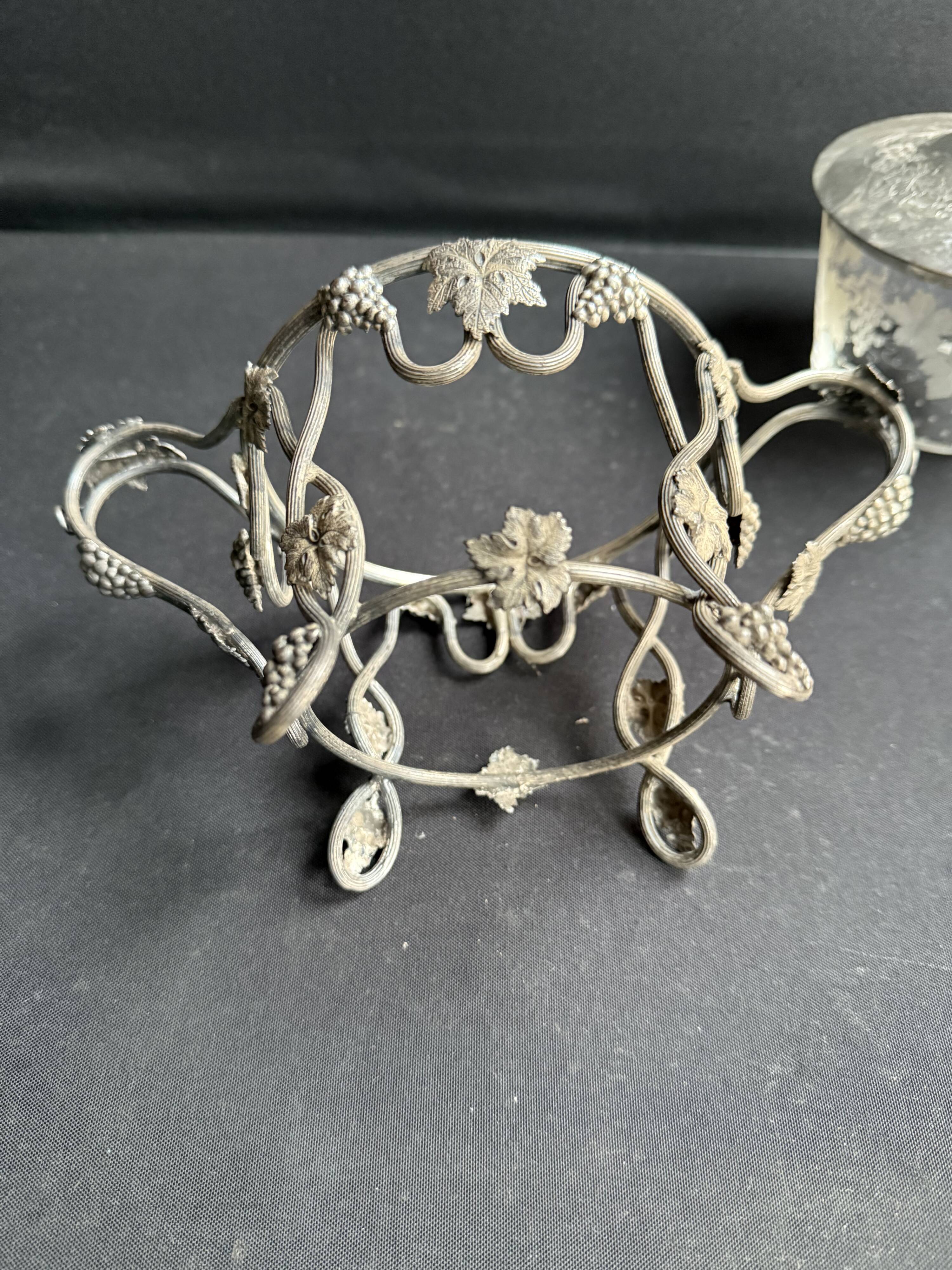 Sugar bowl/Candy bowl – Engraved crystal and silver metal