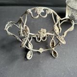 Sugar bowl/Candy bowl – Engraved crystal and silver metal