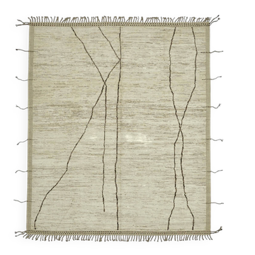 Tapis turc rustique tissé à la main en laine beige 257 cm x 301 cm