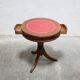 Vintage English pedestal table in wood and leather