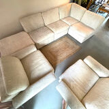 Modular corner sofa white pluche 7 elements