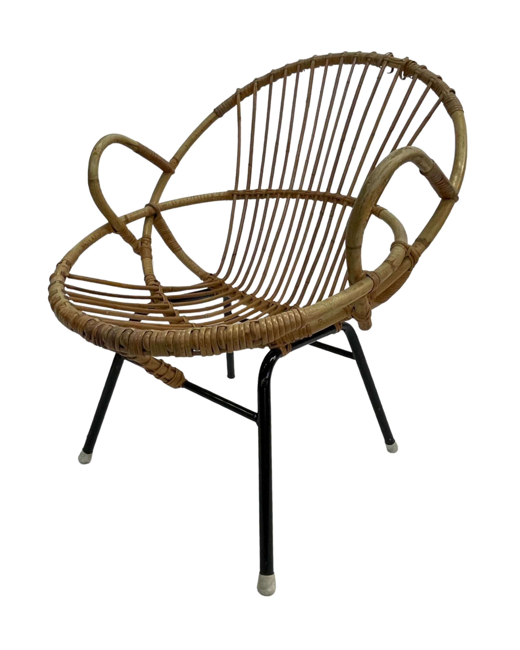 Rattan chair by Dirk van Sliedregt Rohe Noordwolde 1960 in the Netherlands