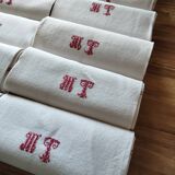 12 old shabby red tea towels monogram towel