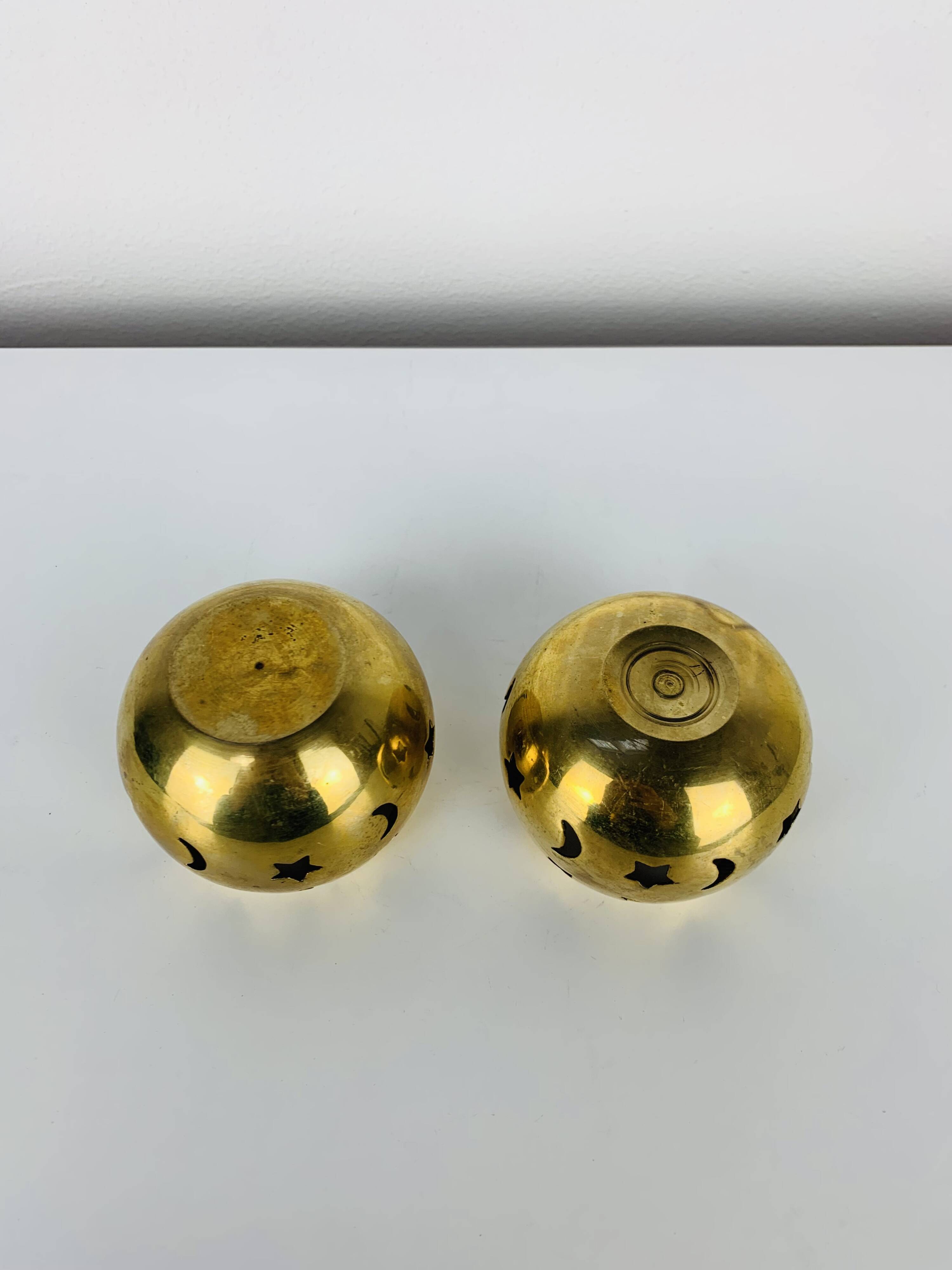 Pair of vintage brass tealight candle holders