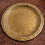 Set of 2 embossed brass trays