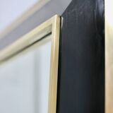 Jean-Claude Mahey mirror. Black lacquered wood and gold metal. 1970