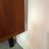 Long dark walnut veneer sideboard, vintage TV cabinet