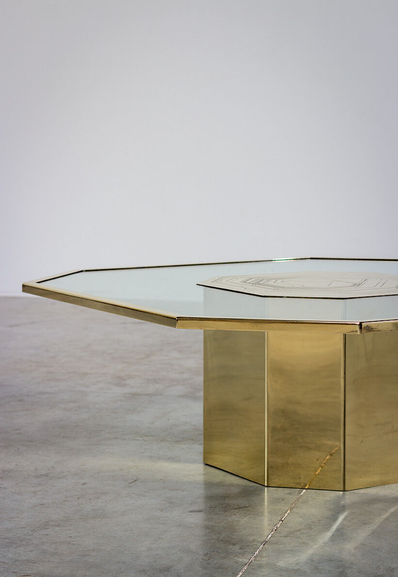Octagonal coffee table Jenazi Jonckers circa 1980