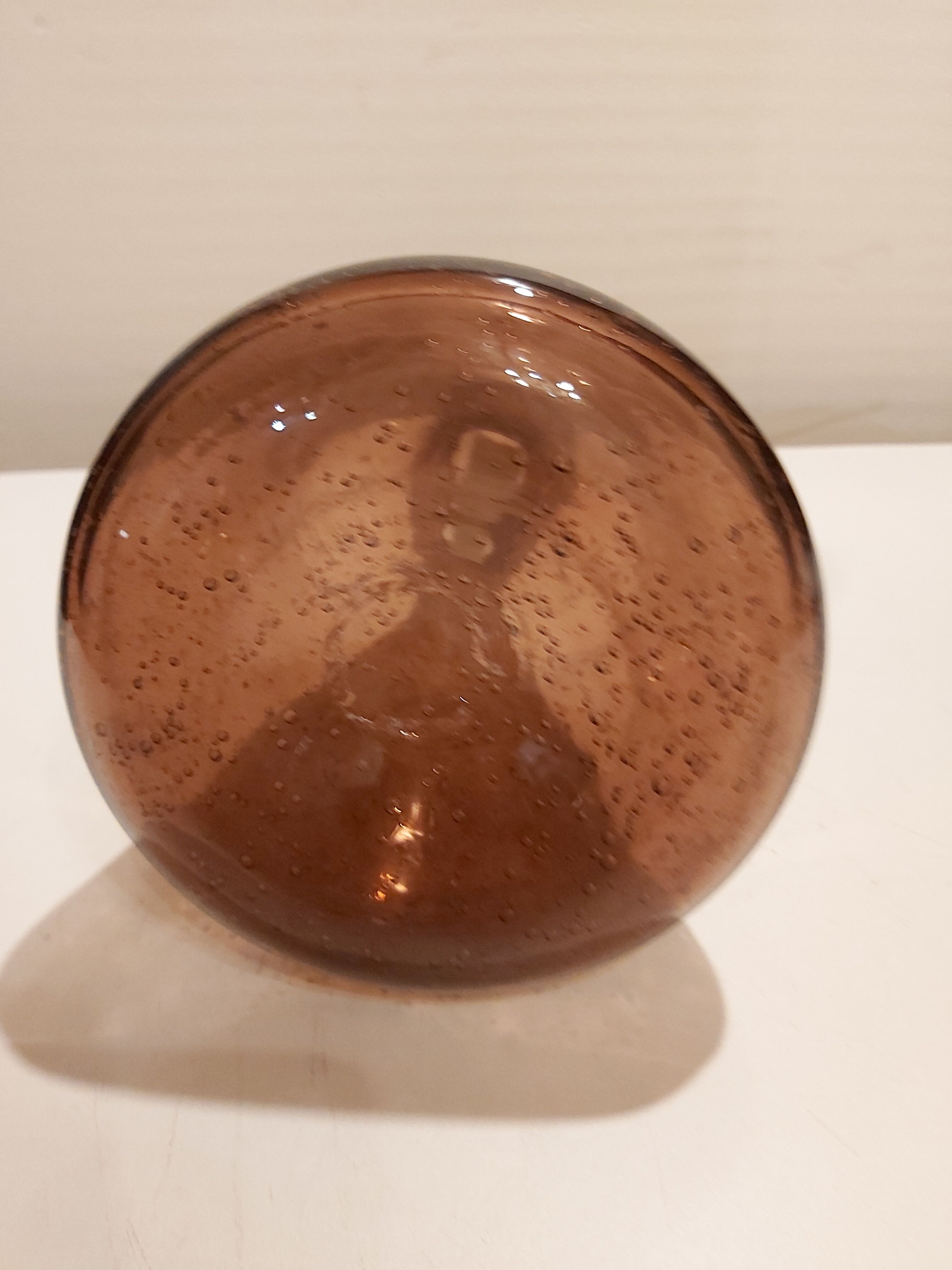 Unsigned Biot bubbled blown carafe color purple pink color