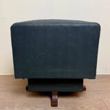 Tabouret pivotant design en cuir avec pied en teck