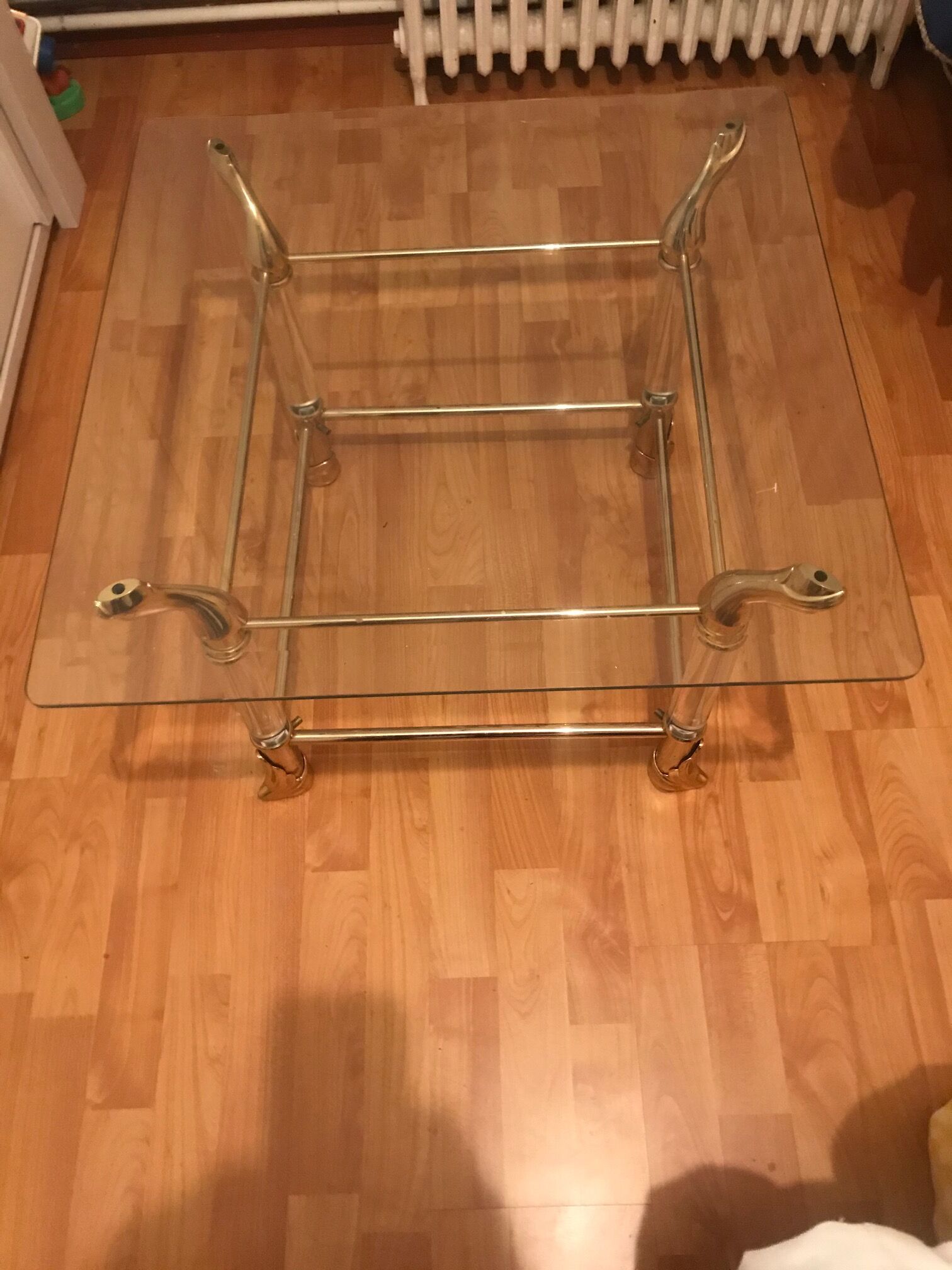 Coffee table glass and brass