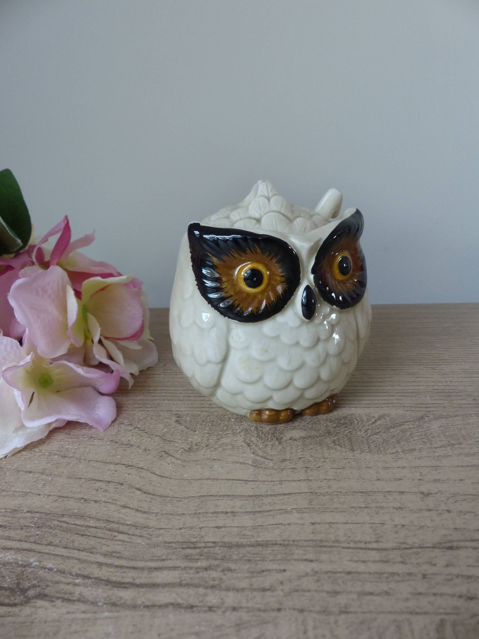 Vintage Ceramic Owl Sugar Bowl Made in Japan