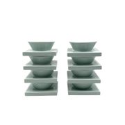 Set of 9 ceramic light blue ceramic bowls, I + I Italy, 1970s