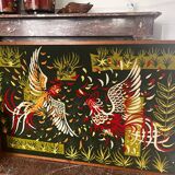 Large Aubusson wool tapestry – “Fighting Cocks” – 140 × 80 cm