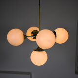 Lustre en laiton à 5 bras du milieu du siècle