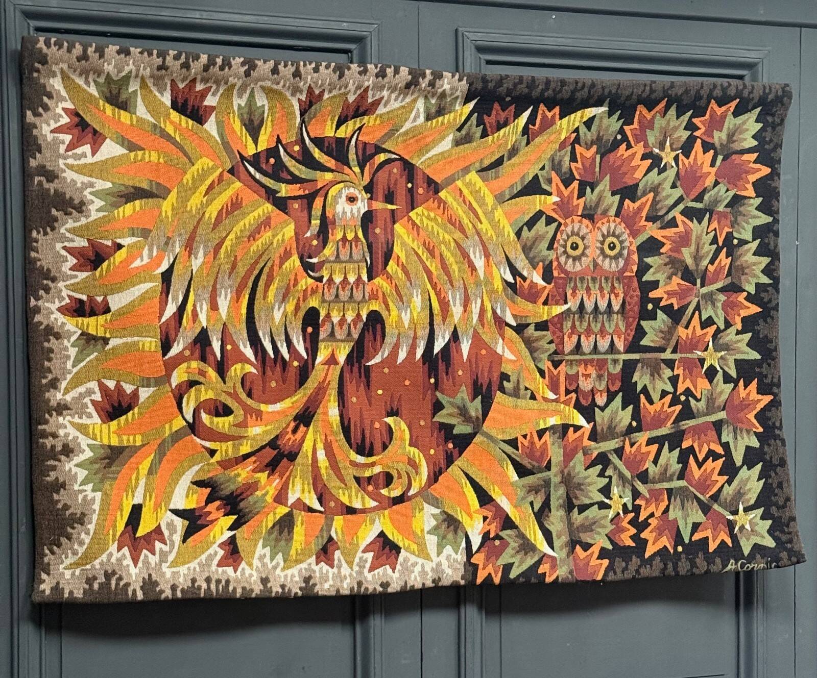 Tapisserie à l'oiseau par A. Cornic, XXe s.