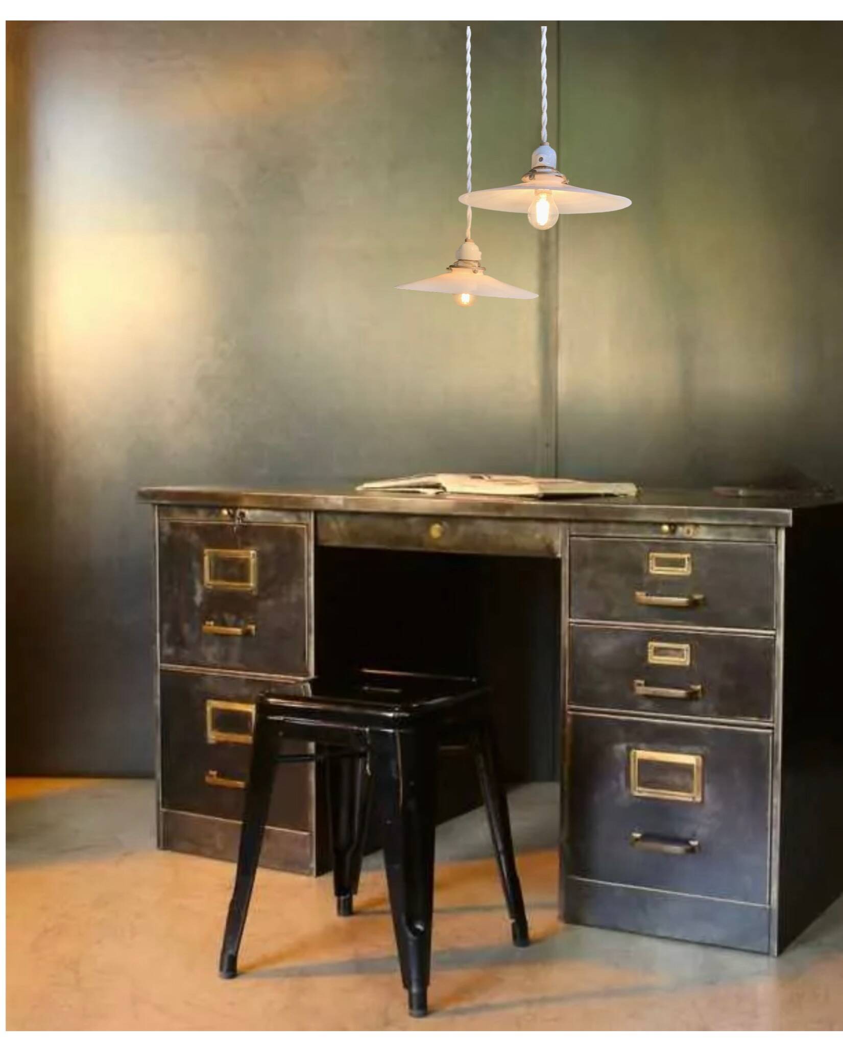Opaline dentelée et bombée ancienne style bistrot fil corde