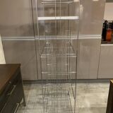 Modular wall bookshelf desk in vintage chrome.