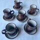 Vintage rustic stoneware coffee set – 6 cups + 6 saucers