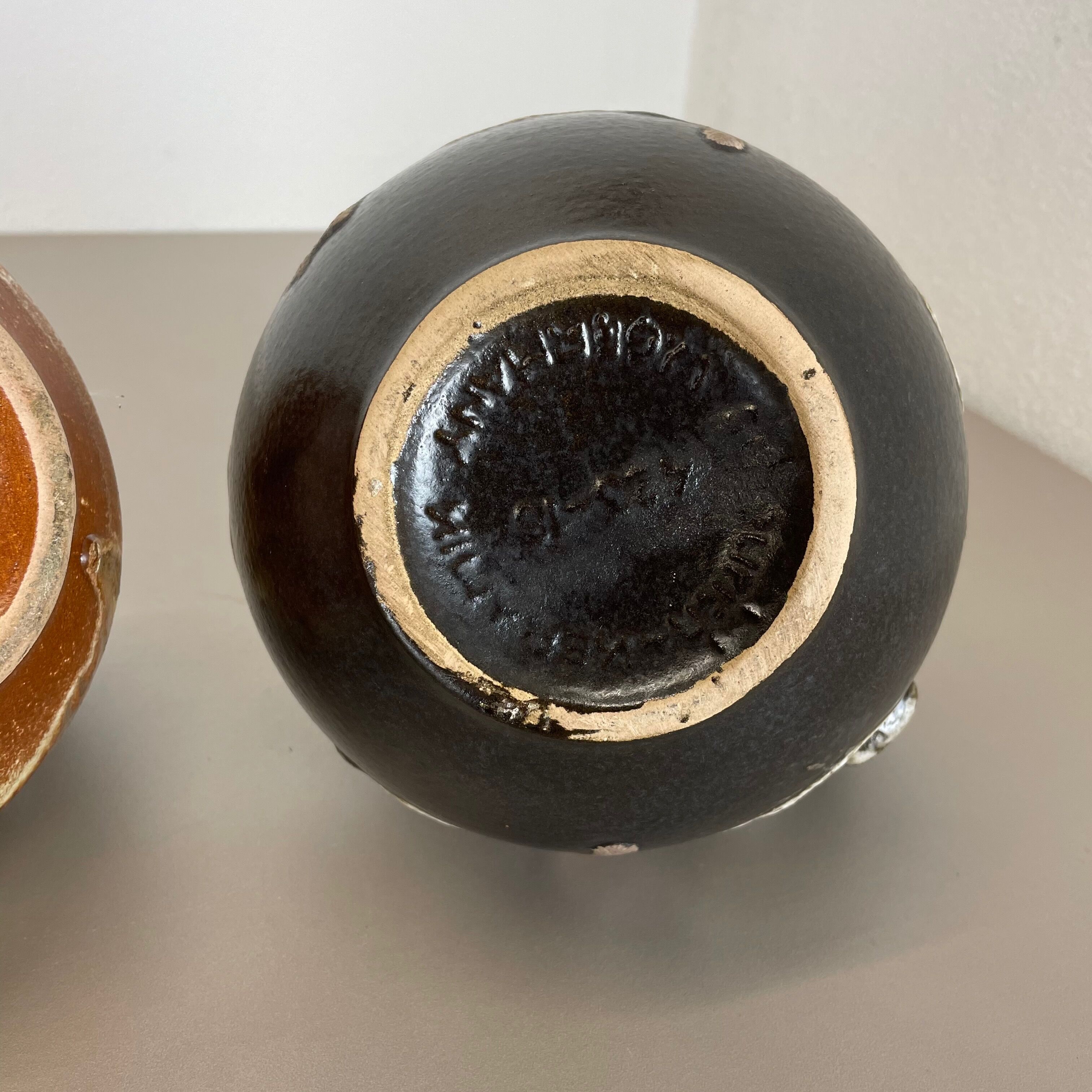 Set of Two Pottery Fat Lava Vases "Multi-Color" by Scheurich, Germany, 1970s