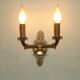 French Antique Bronze Empire Double Wall Sconce with Fan & Swan Detail 5239