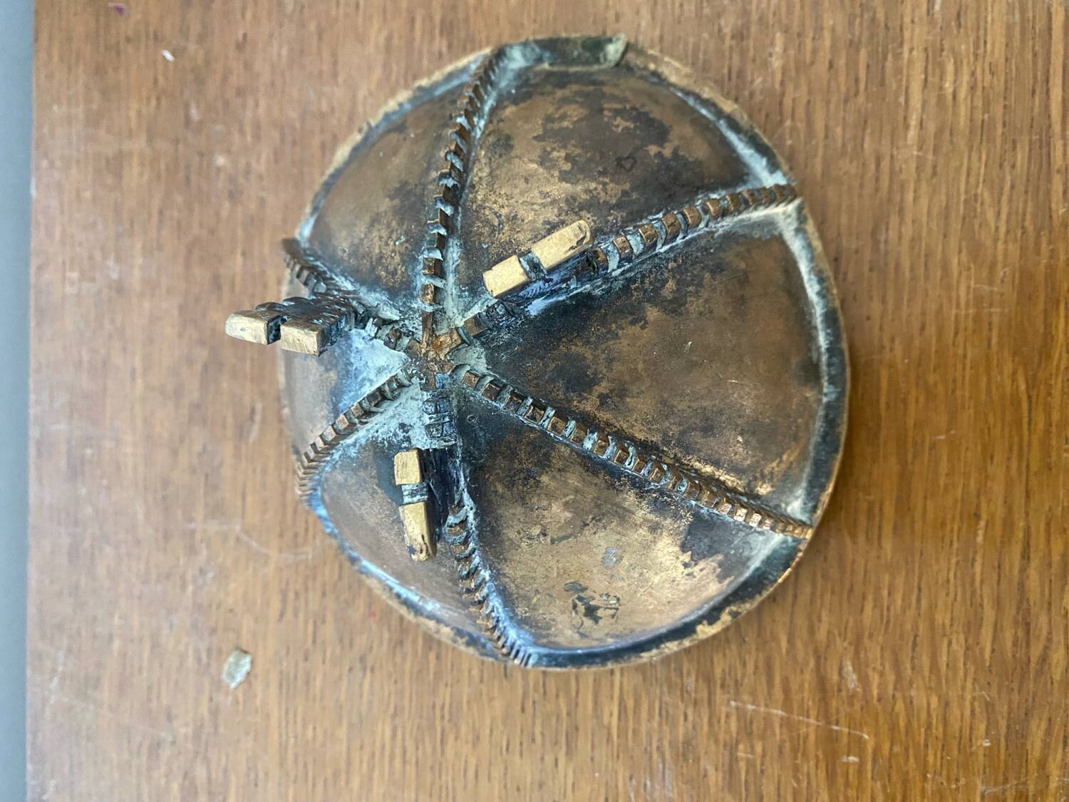 Antique Gilt Bronze Tripod Cup Tray Vintage Decoration #C283