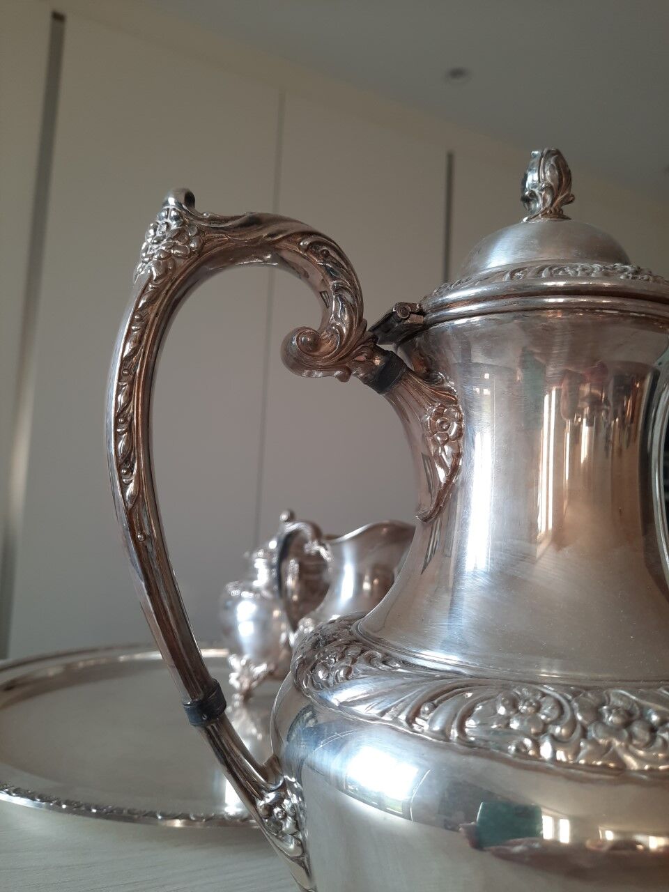 Silver metal coffee service