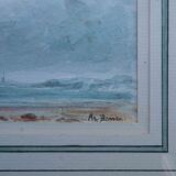 Watercolor painting marine seaside beach signed ar bonniec + frame