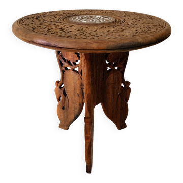 Tabouret marocain en bois sculpté