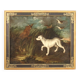 Peinture ancienne du XVIIIe siècle, paysage avec chien