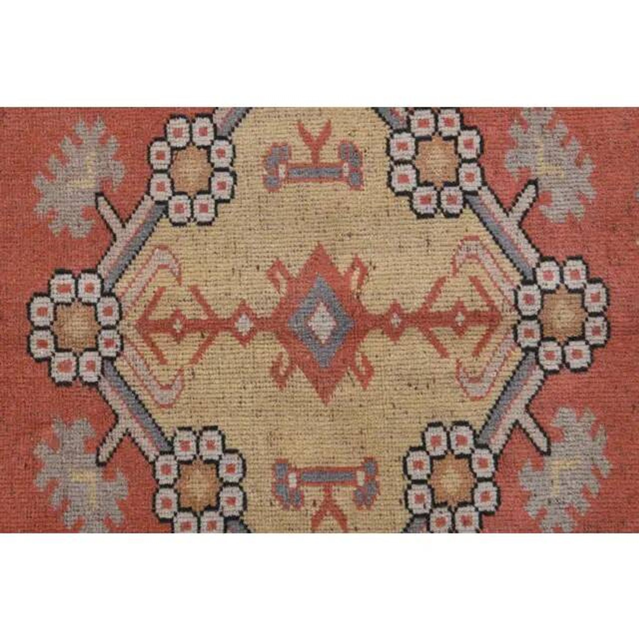 Vintage Turkish hand-knotted wool cotton red area rug 259x351