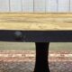 Oval coffee table in oak with steel base