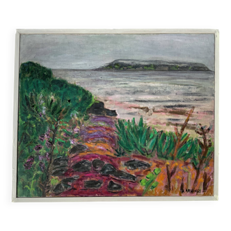 Mid-20th Century Impressionistic Landscape Oil Painting Signed Framed