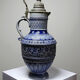 Large salt-glazed stoneware beer jug with tin, Germany, Westerwald type.