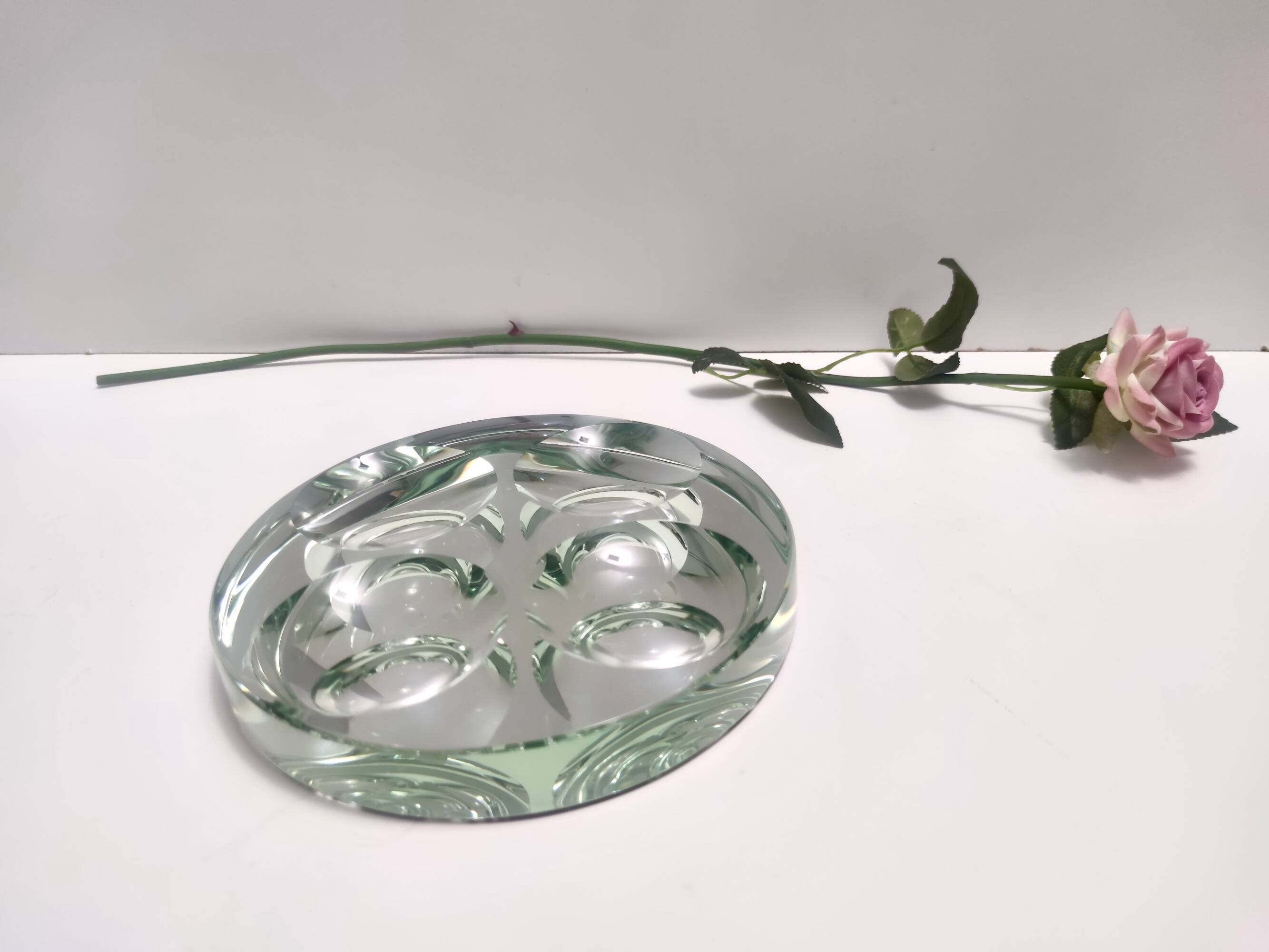 Nile Green Ground Glass Ashtray by Max Ingrand for Fontana Arte, Italy